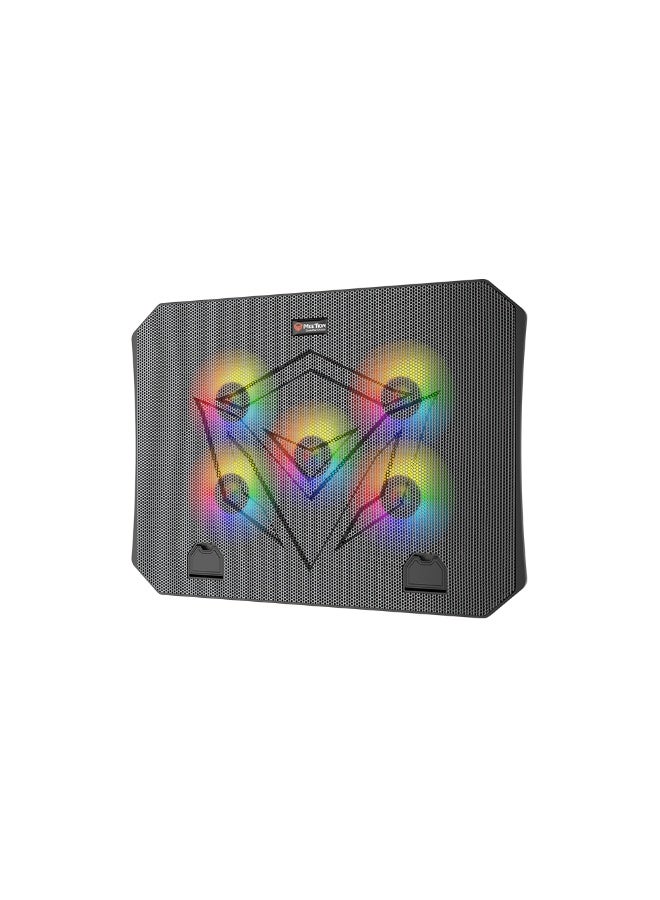 Meetion USB Wired Gaming Cooling Pad CP3030 – 5 Fans with RGB, Adjustable Inclination, 370×265×32mm - Image 2
